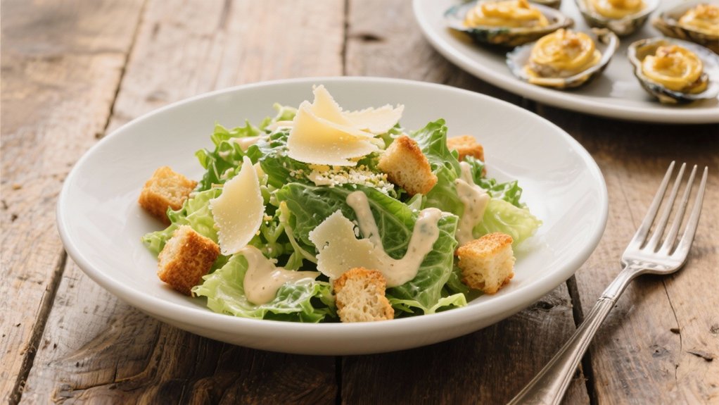 crisp caesar salad contrast