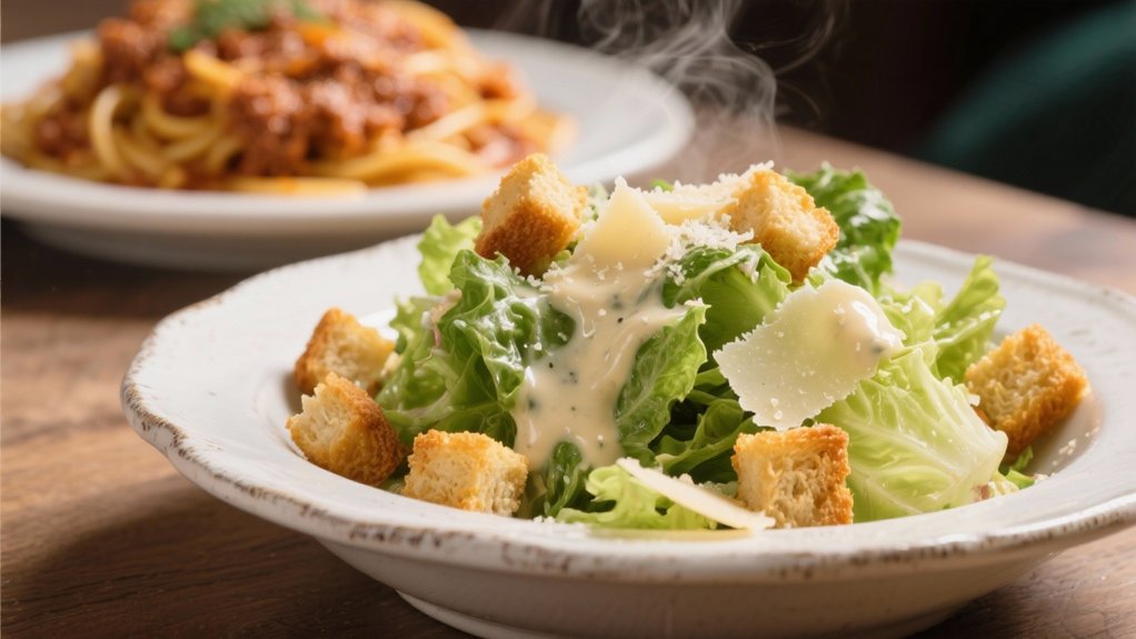 crisp caesar salad contrast