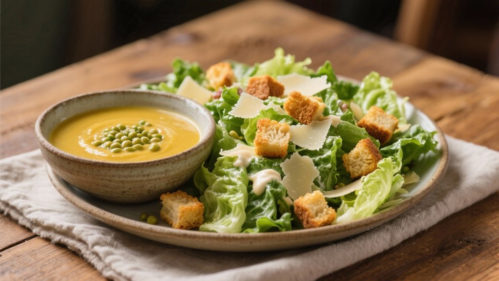 crisp caesar salad contrast
