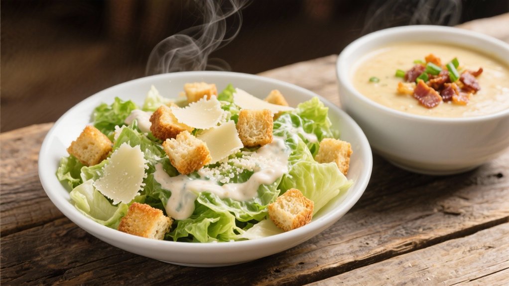crisp caesar salad contrast