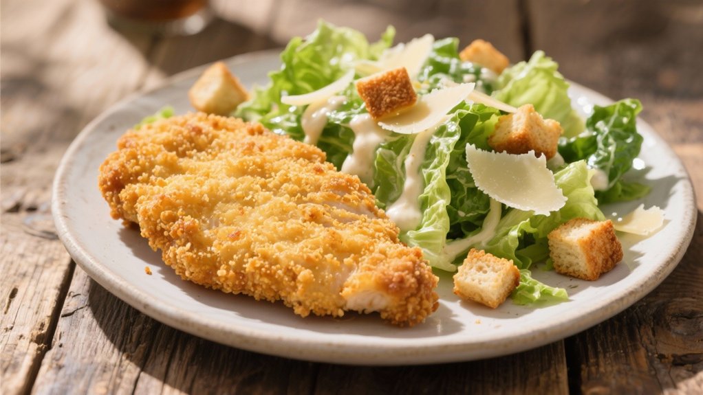 crisp caesar salad contrast