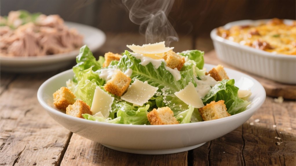 crisp caesar salad contrast