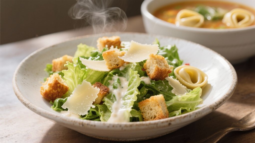 crisp caesar salad contrast