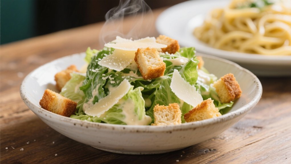 crisp caesar salad contrast