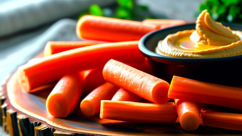 crisp carrot sticks with hummus