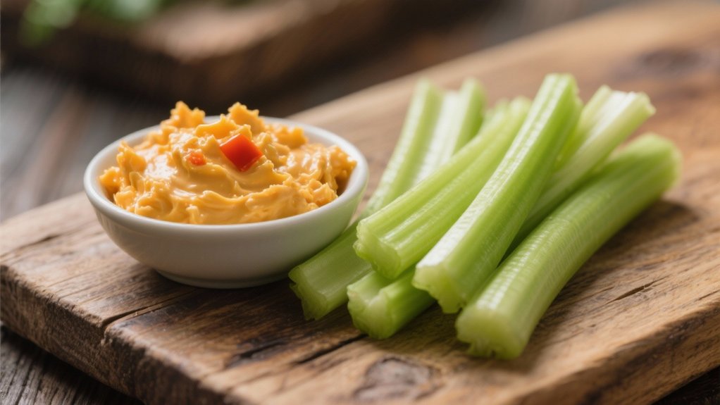 crisp celery complements pimento cheese