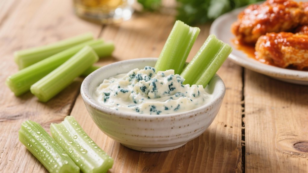crisp celery with blue cheese