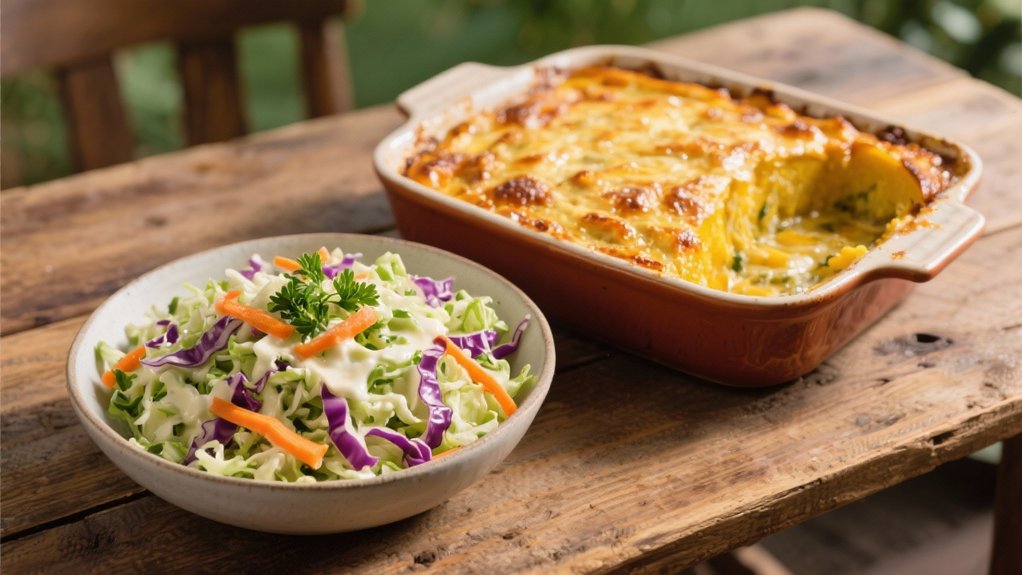 crisp coleslaw complements casserole