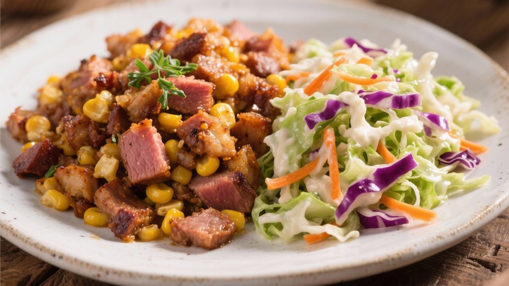 crisp coleslaw complements hearty hash