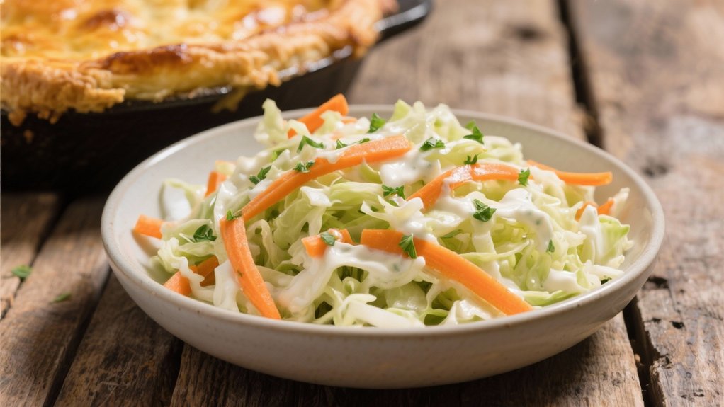 crisp coleslaw complements richness