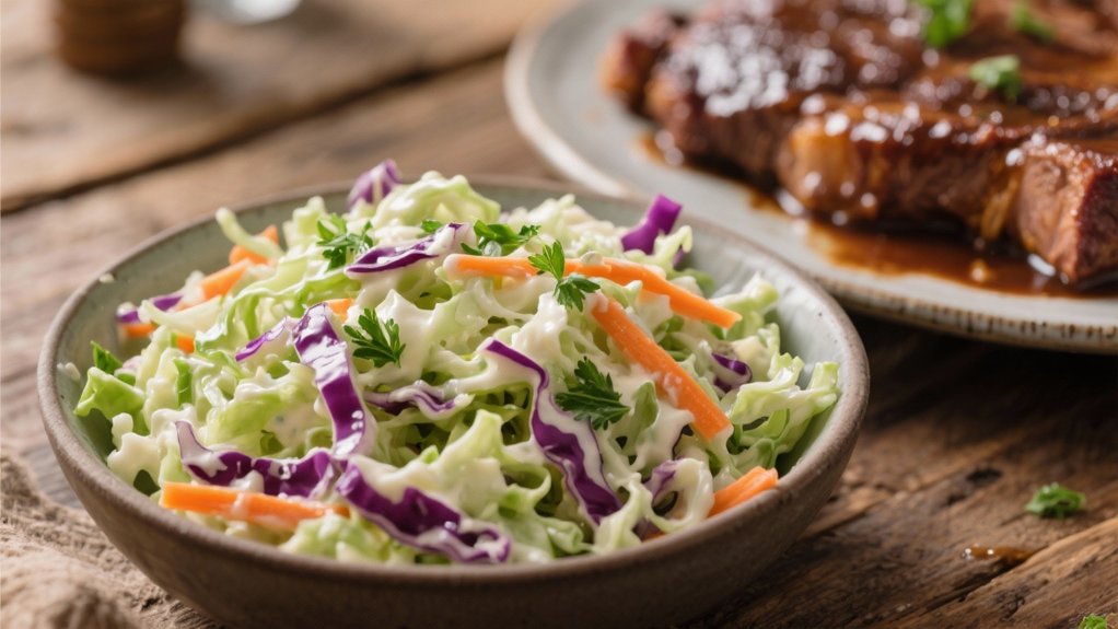 crisp coleslaw complements swiss steak