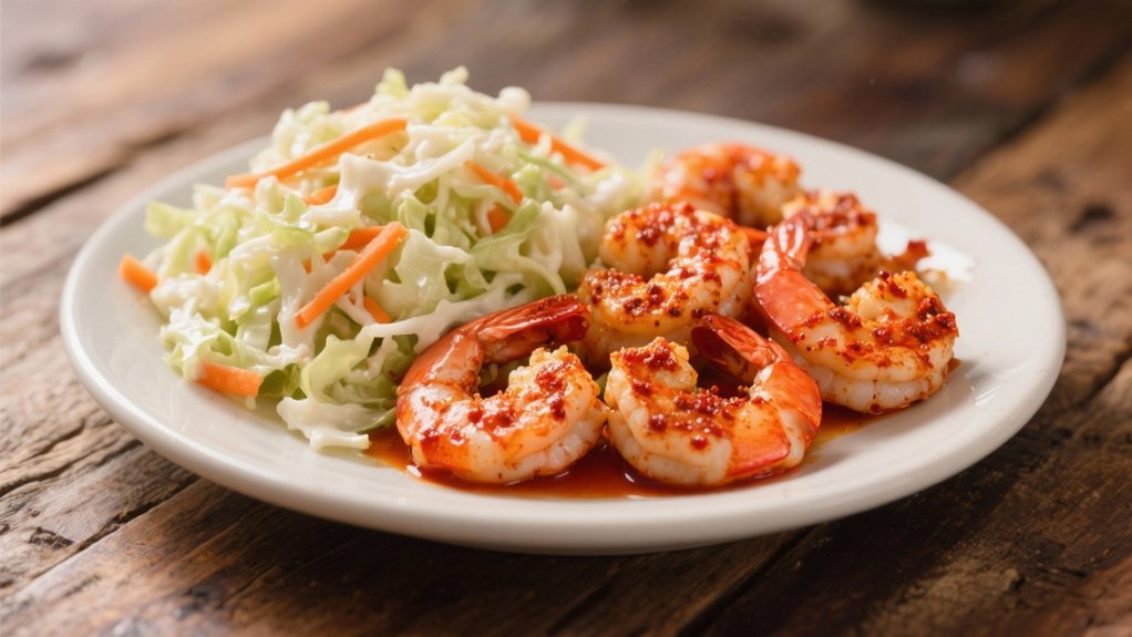 crisp coleslaw enhances cajun flavor
