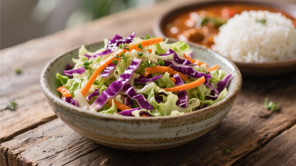 crisp coleslaw enhances gumbo
