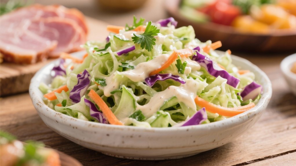 crisp coleslaw with tangy dressing