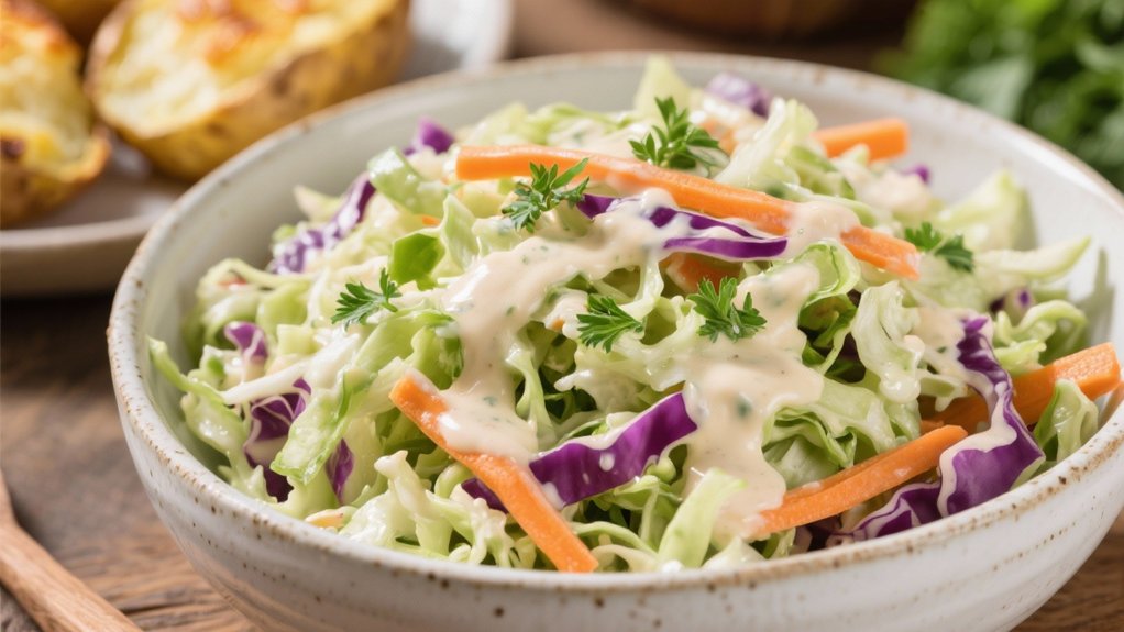crisp coleslaw with tangy dressing