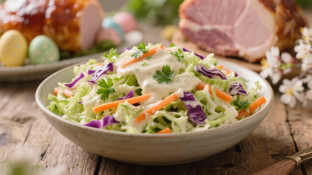 crisp creamy coleslaw contrasts