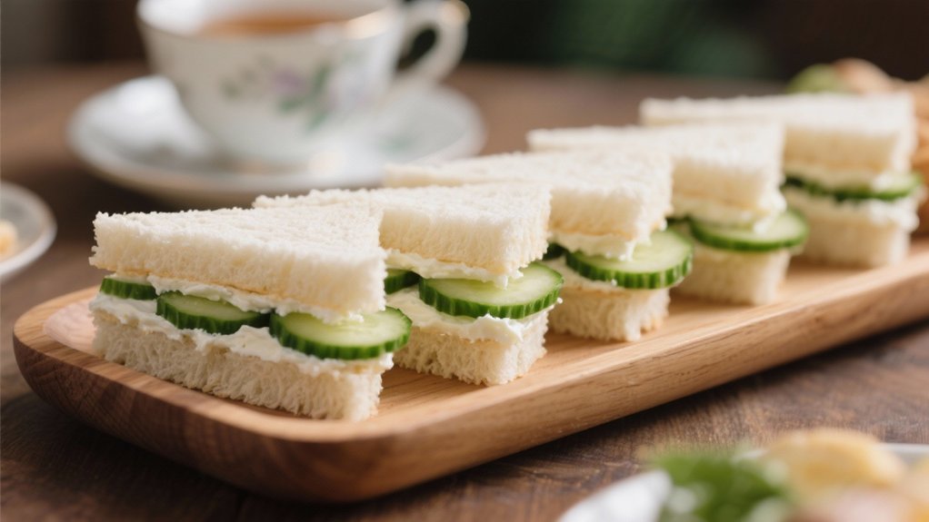 crisp cucumber cream cheese sandwiches
