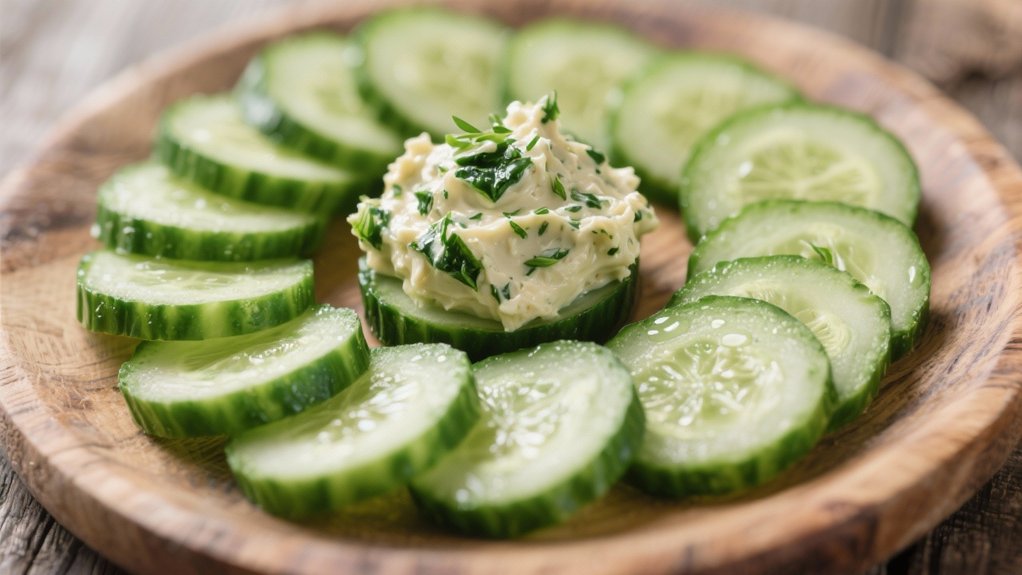 crisp cucumber rounds dip