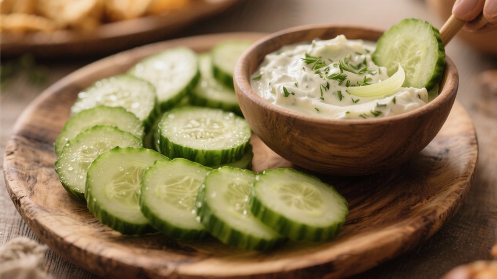 crisp cucumber rounds for dipping