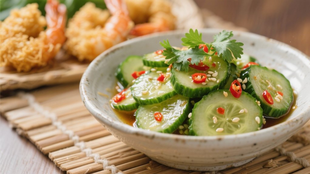 crisp cucumber salad contrast