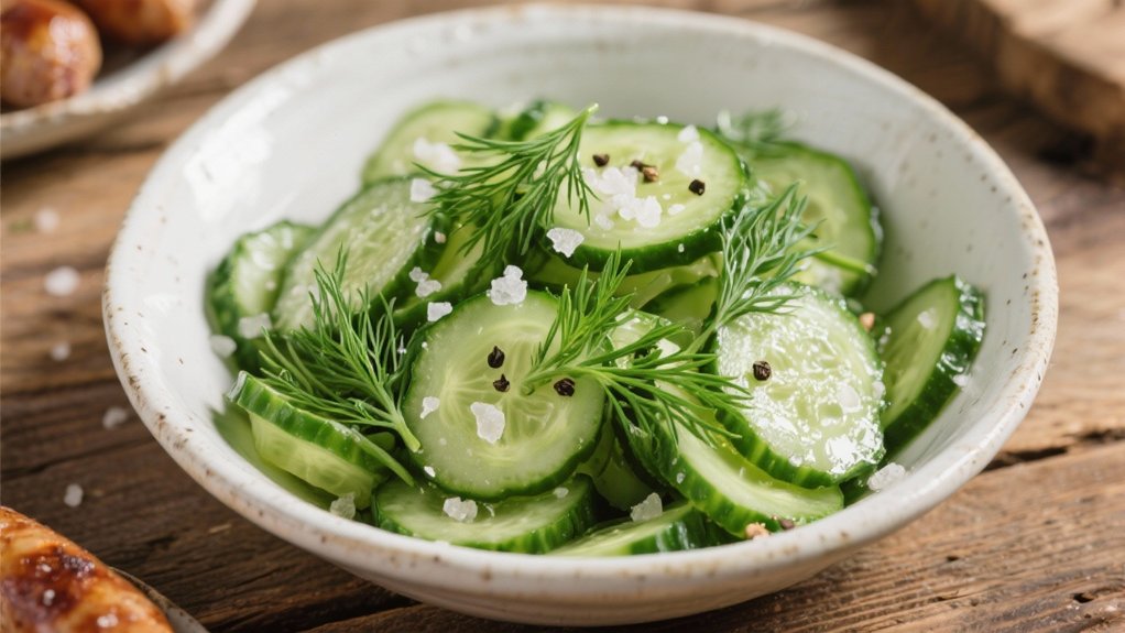 crisp cucumber salad contrast