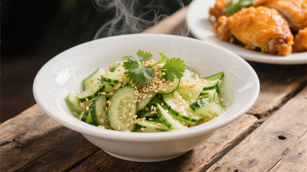 crisp cucumber salad contrast