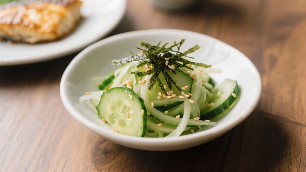 crisp cucumber salad contrast