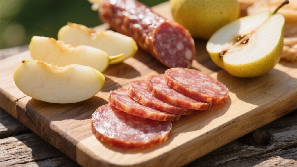 crisp fruit complements savory sausage