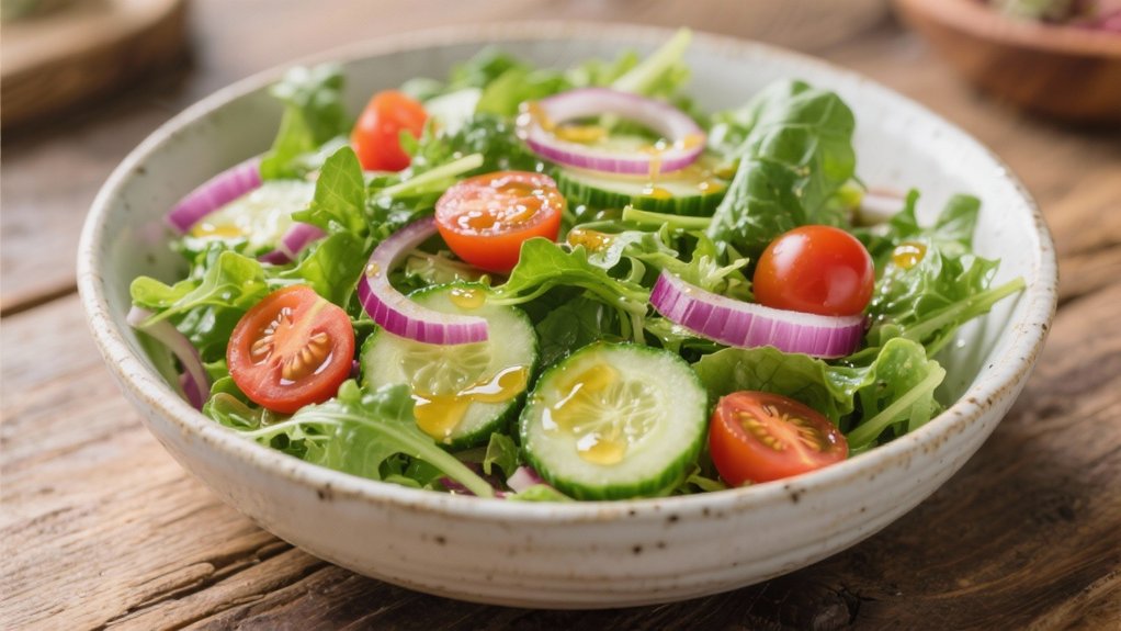 crisp garden salad contrast