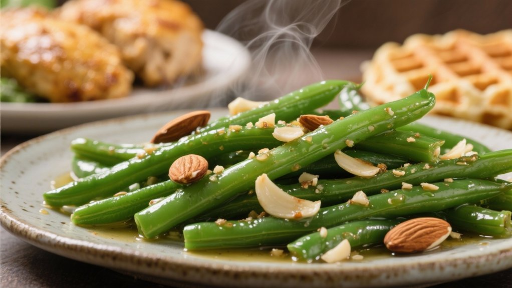 crisp garlic flavored green beans
