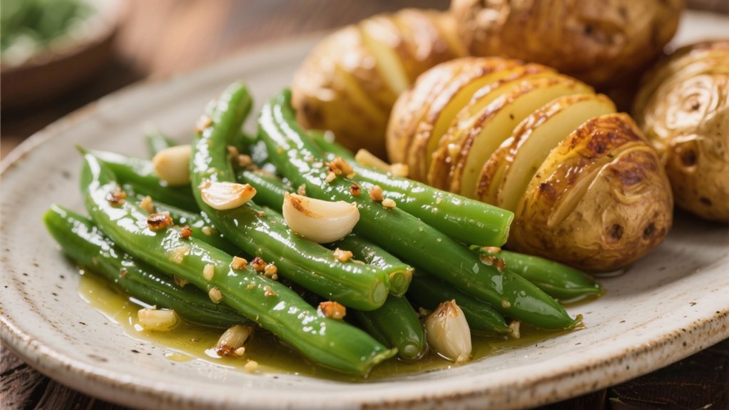 crisp garlic infused green beans