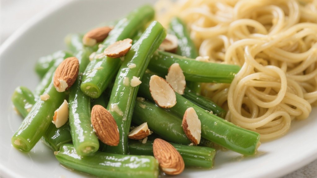 crisp green beans with almonds