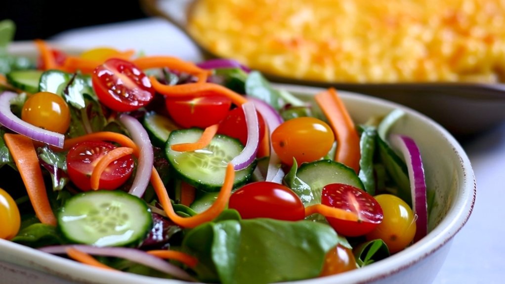 crisp greens complement mac and cheese