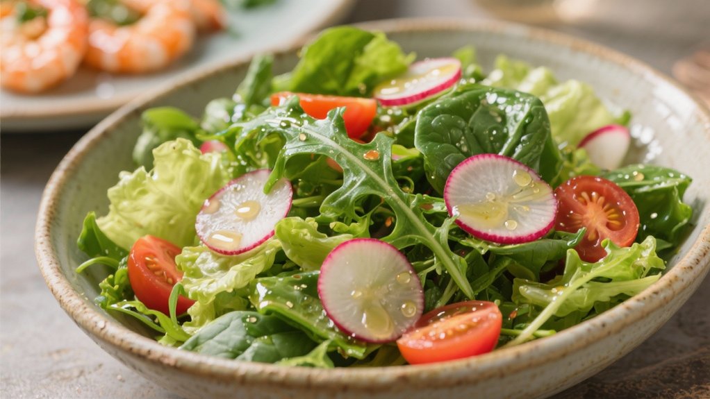 crisp greens with vinaigrette