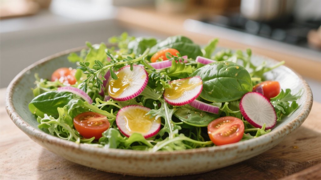 crisp greens with vinaigrette