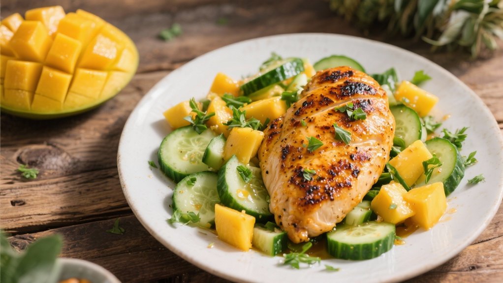 crisp refreshing mango cucumber salad