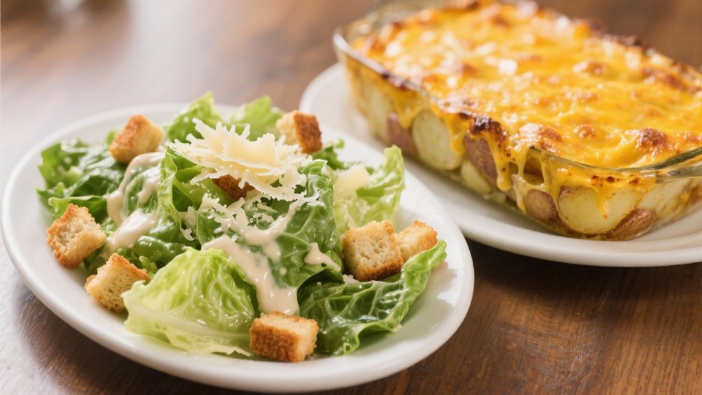 crisp salad complements comfort food