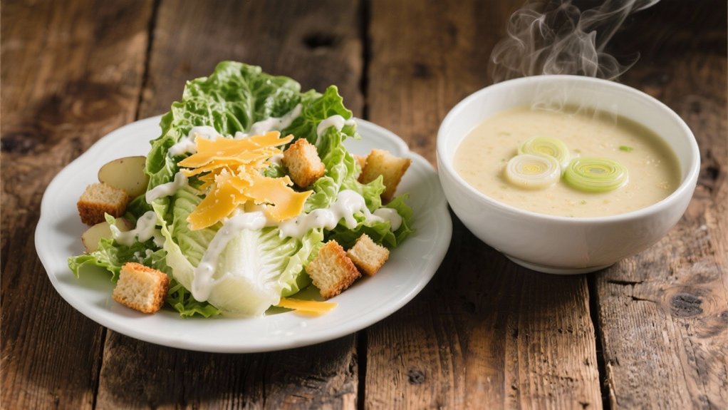 crisp salad complements creamy soup