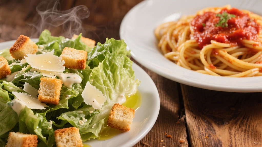crisp salad complements pasta