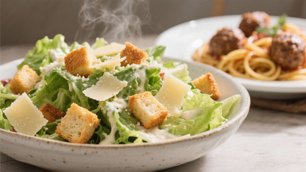 crisp salad complements pasta