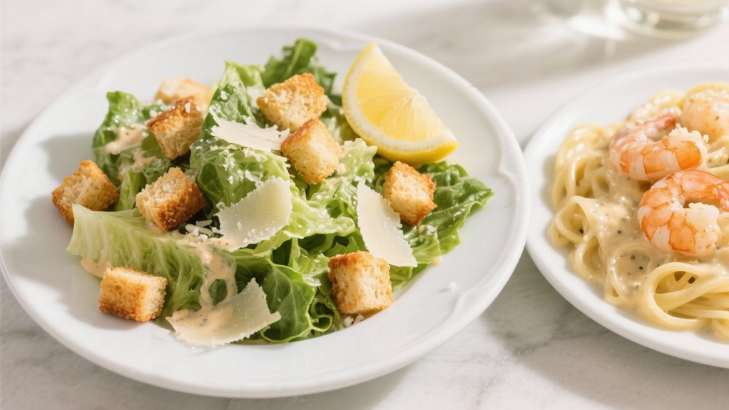 crisp salad complements rich pasta