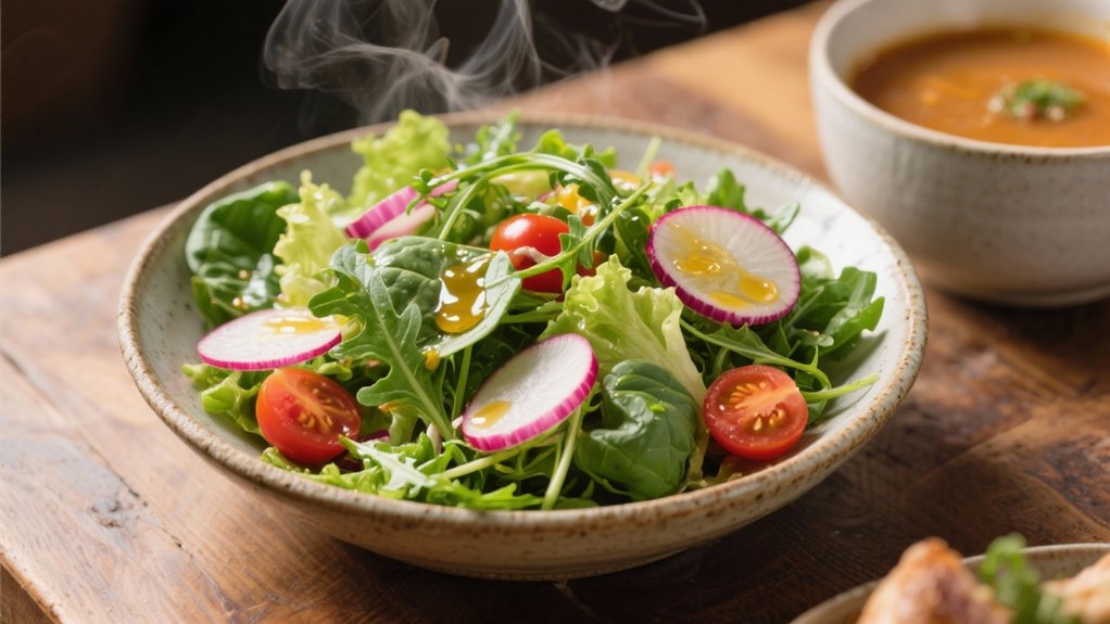 crisp salad complements rich soup