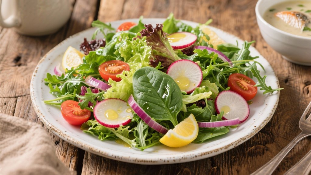 crisp salad with lemon vinaigrette