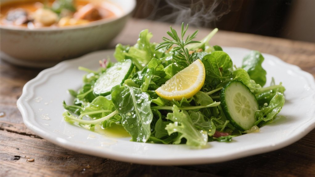 crisp salad with lemon vinaigrette