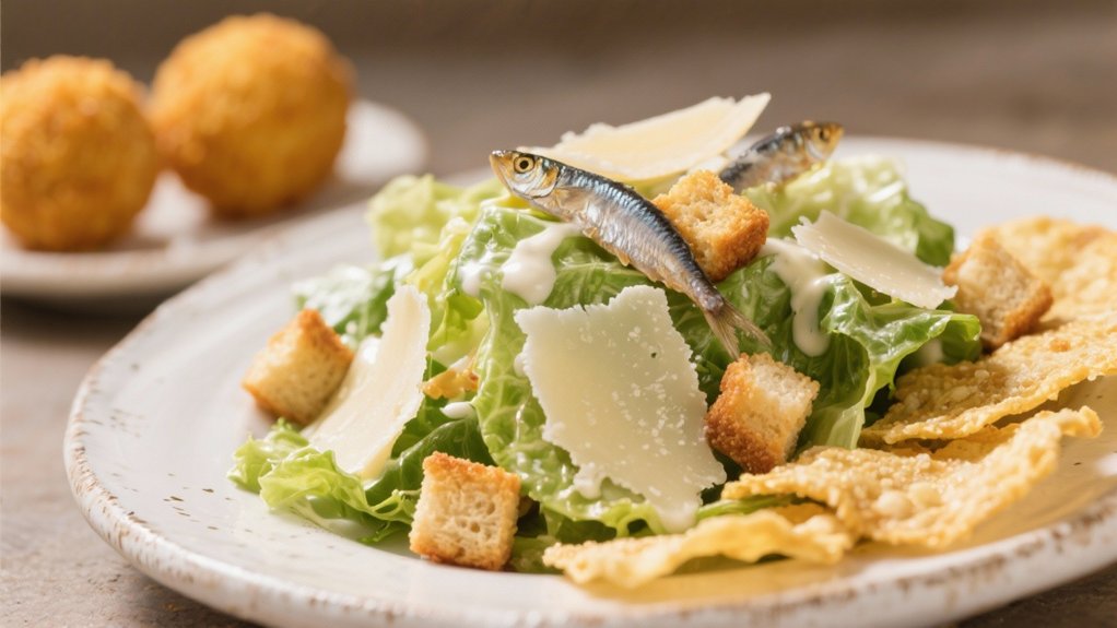 crisp salad with parmesan crisps