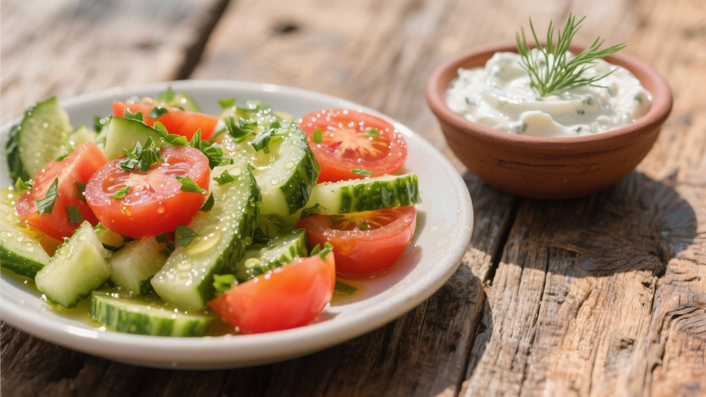 crisp salad with tzatziki