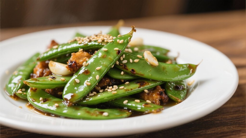 crisp snow peas stir fried