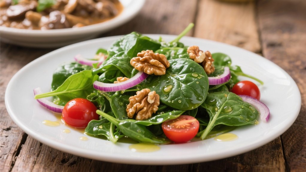 crisp spinach salad contrast