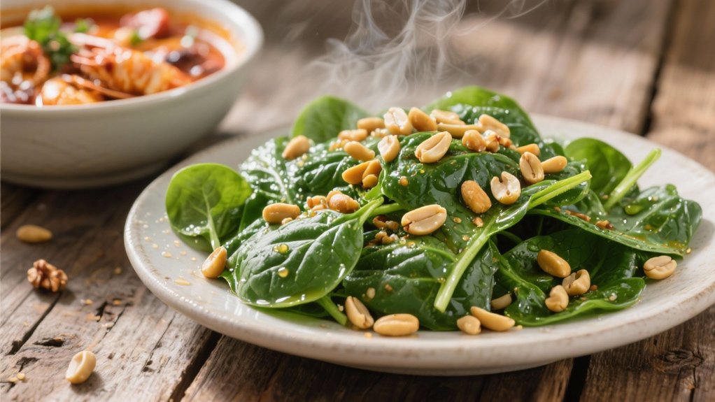 crisp spinach salad contrast