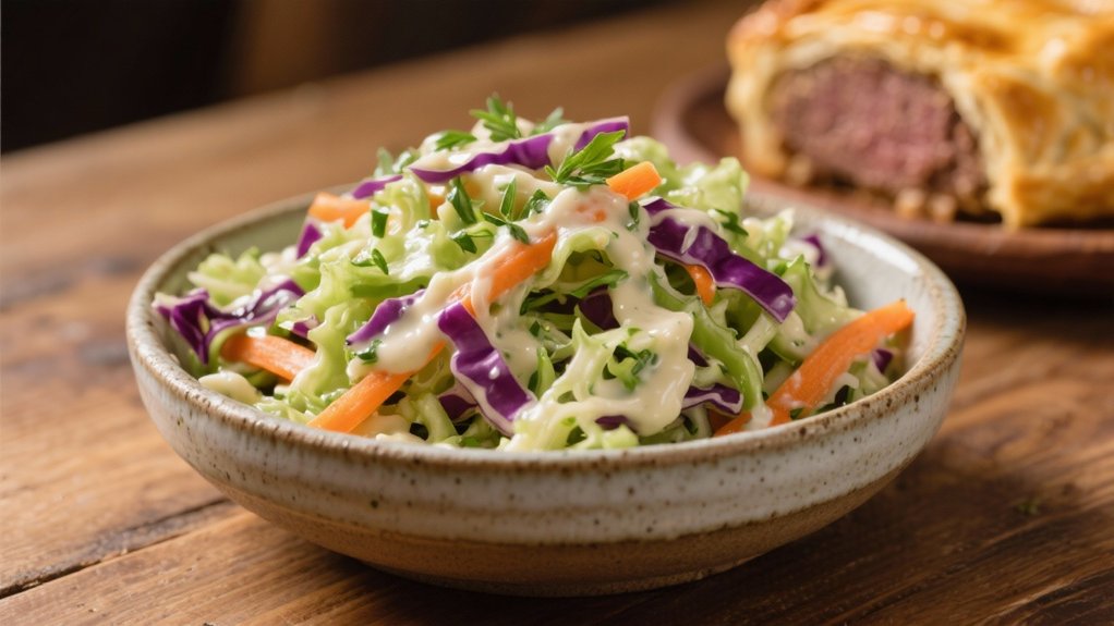 crisp tangy coleslaw contrasts